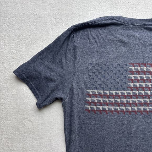 Glock Perfection Licensed Men Medium Tshirt Logo American Flag Heather Gray - Picture 12 of 16